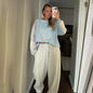 Women's Contrast Sports Round Neck Loose Long Suits