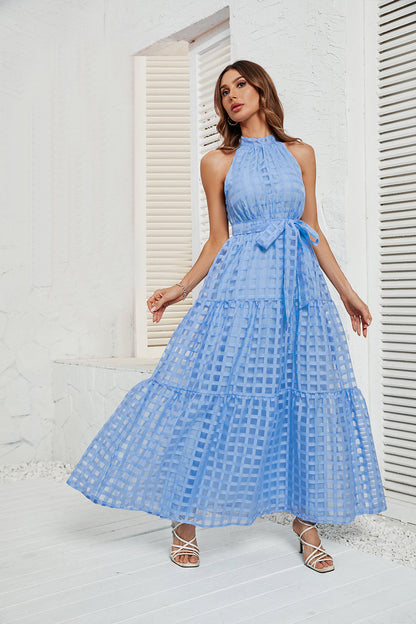 Women's Summer Halter Ruffled Long Dress Dresses