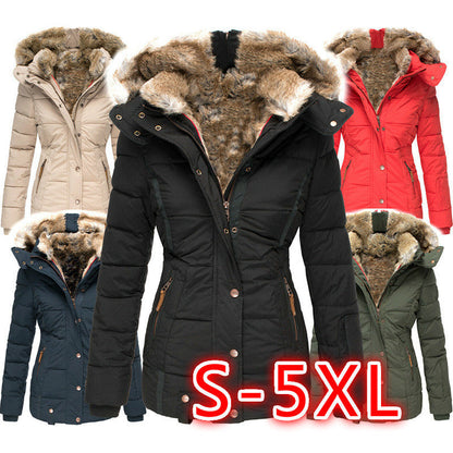 Women's Fur Collar Cotton Clothes Zipper Slim Coats