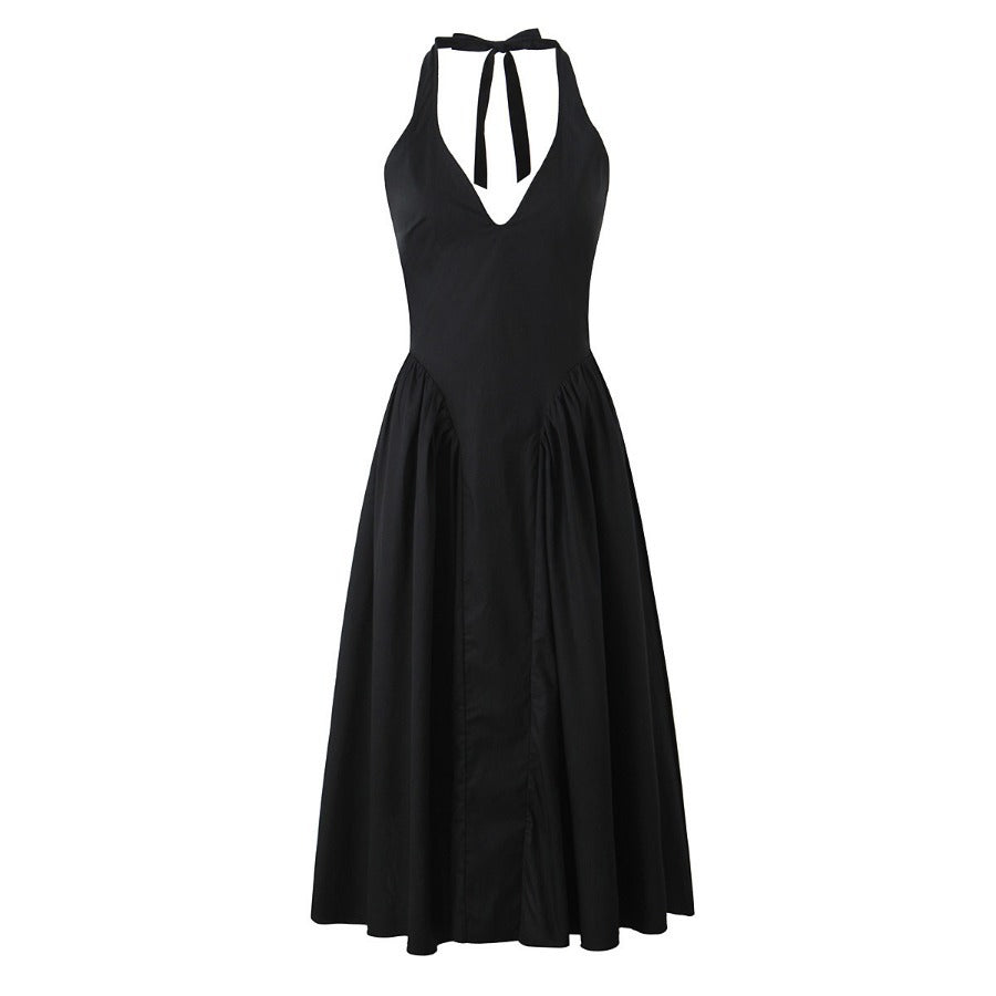 Halter Long Dress Summer Sexy Backless Deep Dresses