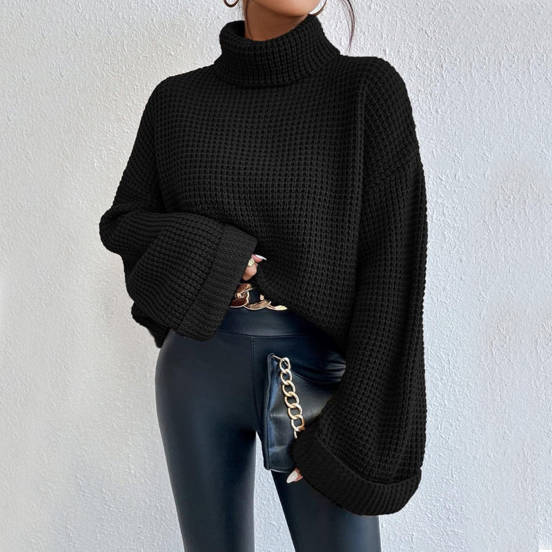 Women's Knit Shirt Fashion Pullover High Collar Sweaters