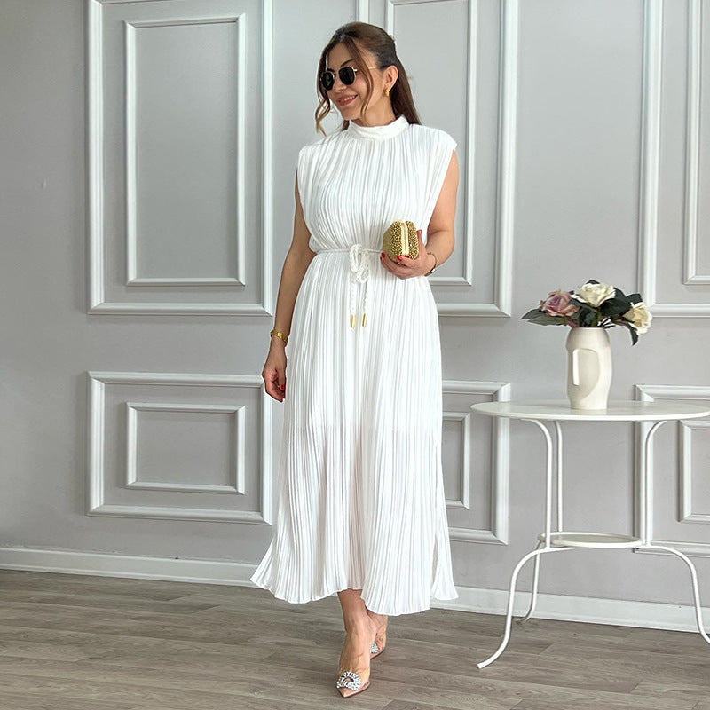 Women's Fashionable Simple Half Turtleneck Midi Dress Dresses