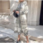 Women's Style Elegant Long-sleeved Printed Large Swing Dresses