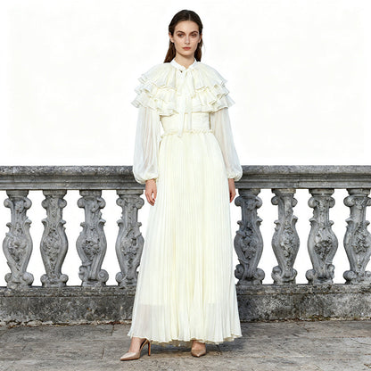Women's Led Lantern Sleeve Dress Waist Solid Dresses