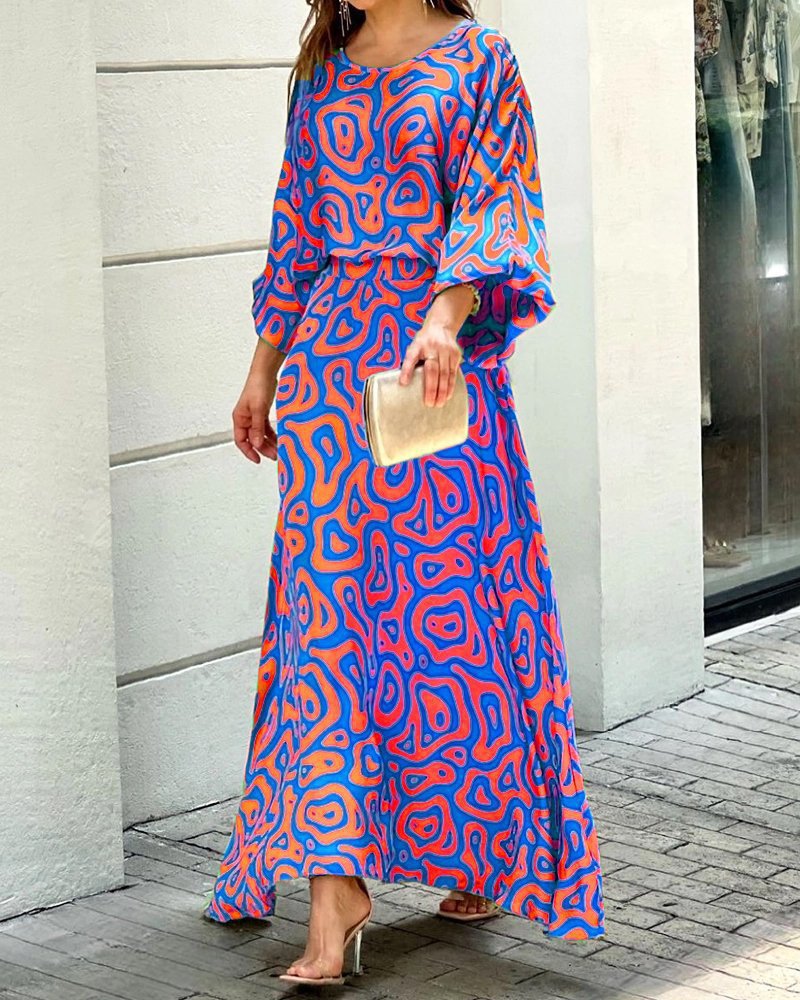 Women's Summer Loose Print Long-sleeved High Waist Suits