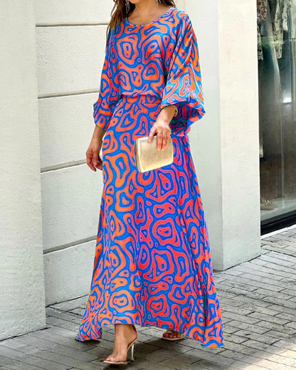 Women's Summer Loose Print Long-sleeved High Waist Suits