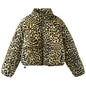 Women's Spring Street Fashion Leopard Print Stand-up Coats