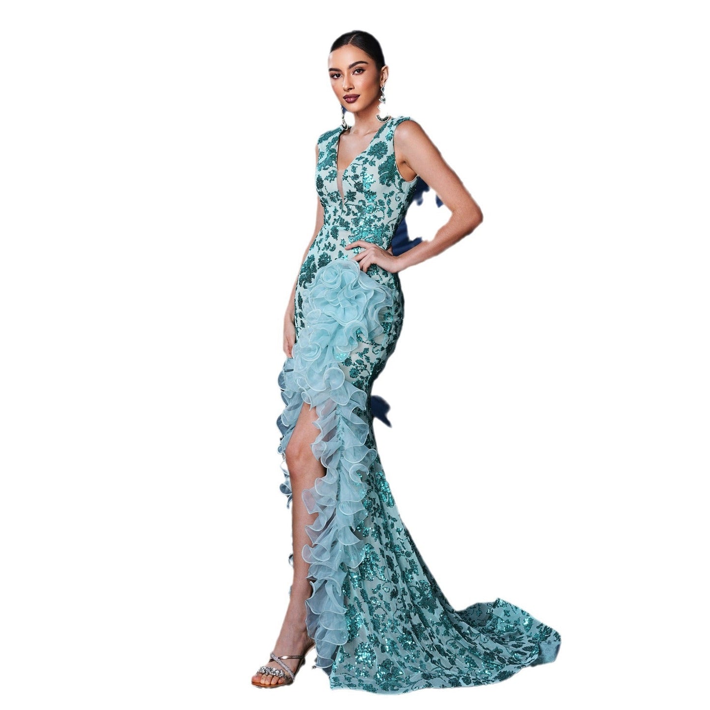 Women's Sexy Long Sequined Sleeveless Party Dress Dresses