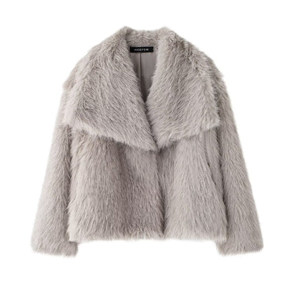 Women's Winter Street Fashion Artificial Fur Effect Coats