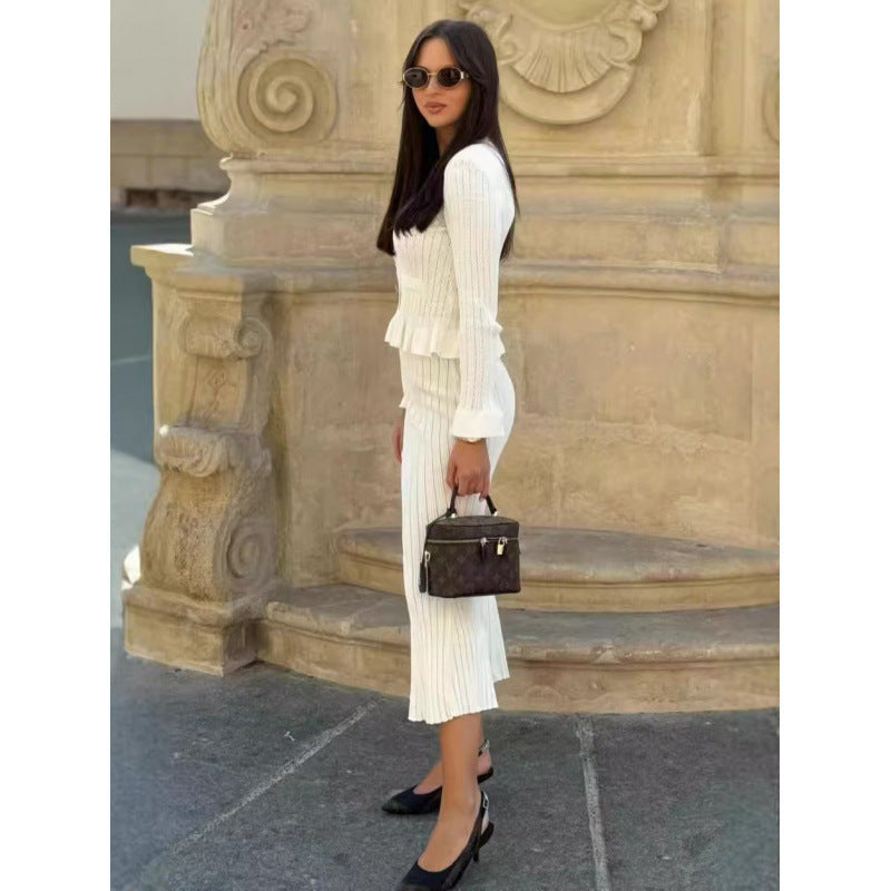 Classy Dress Fitted Waist Knitted Fishtail Dresses