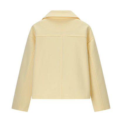 Women's Lapel Long Sleeve Double Breasted Woolen Coats