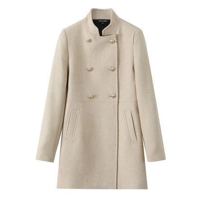 Women's Elegant Wool Blend Double-breasted Overcoat Coats