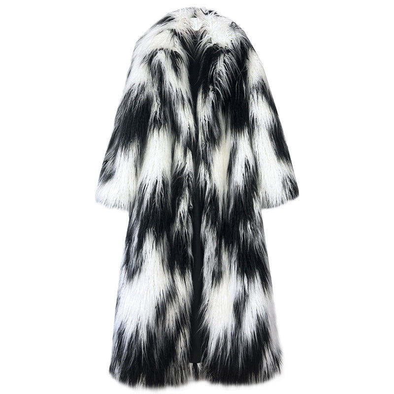 Women's Imitated Tibet Sheep Fur Jacquard Color Coats