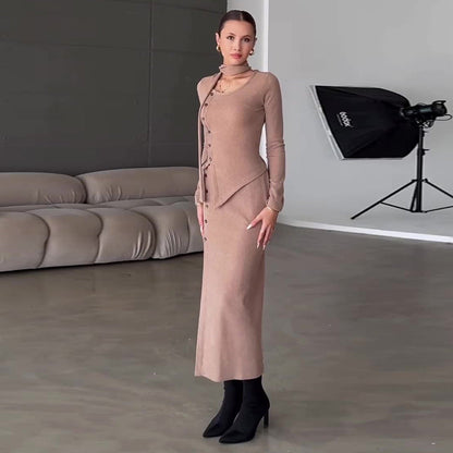 Women's Long Sleeve Slim Fit Slimming Slit Suits