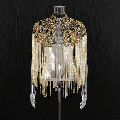Women's Fashionable Tassel Round Neck Banquet Party Coats