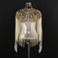 Women's Fashionable Tassel Round Neck Banquet Party Coats