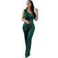 Women's Fashion Wear Solid Color Sleeveless Sequined Jumpsuits
