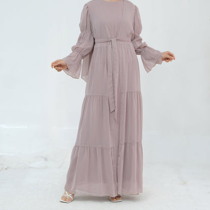 Turkey Encounter Elegant Chiffon Wrinkle Two-piece Dresses