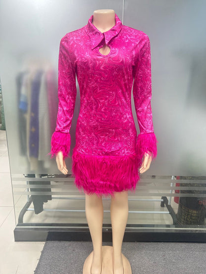 Women's Pretty Charming Patchwork Lapel Dress Dresses
