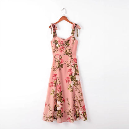 Women's French Retro Dress Elegant Printed Overknee Dresses