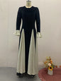 Women's Autumn Fashion Color Contrast Patchwork Large Dresses