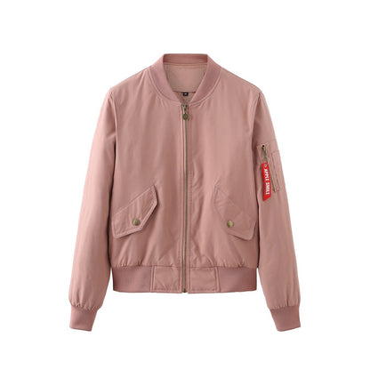 Women's Bomber Baseball Flight Long Sleeve Cotton Jackets
