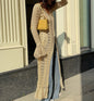 French Style Vacation Hollow Bell Sleeve Woolen Dresses