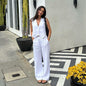 Women's Summer Cotton Linen Sleeveless Waistcoat Casual Fashion Straight Suits