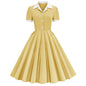 Solid Color Stitching Button Fashion Dress Large Dresses