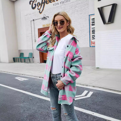 Women's Brushed Woolen Single-breasted Lapel Long Sleeve Coats