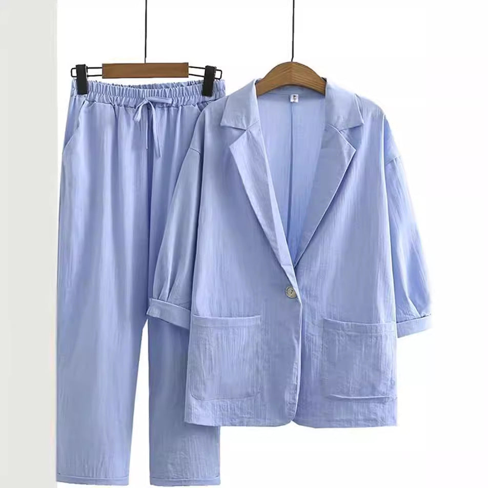 Women's Cotton Linen Autumn Loose Fashion Casual Suits