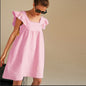 Women's Yellow Midi Dress Fashion Commuter Flying Sleeves Dresses