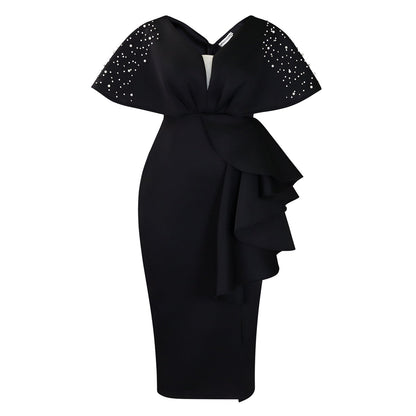 Sexy Ruffled Bifurcated Rivet Beads Party Dresses