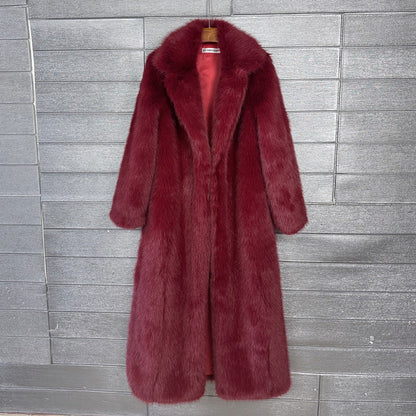 Women's Imitation Plush Furry Fur Extended Collar Coats