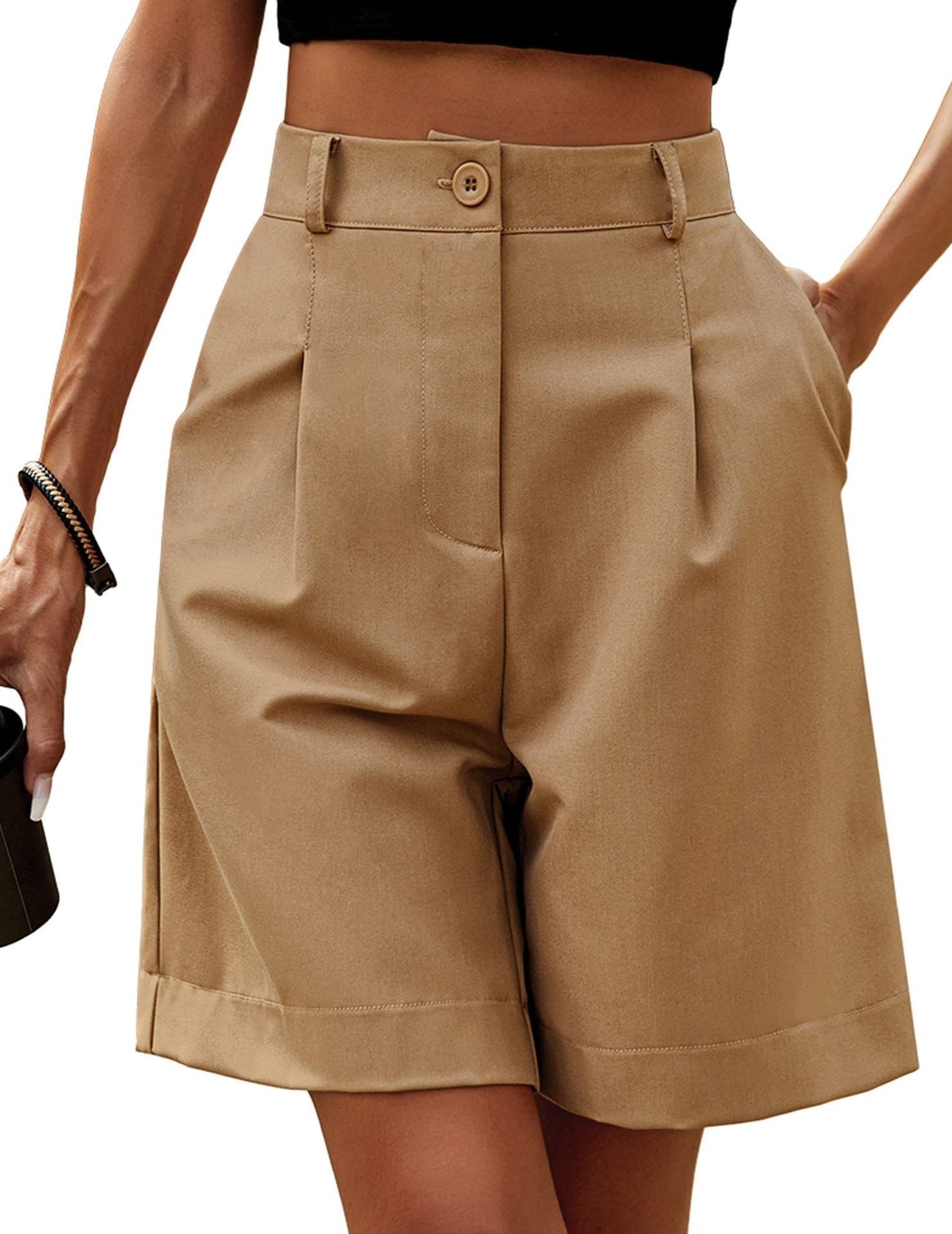 Women's Elastic Waist Wide Leg Knee-length Summer Shorts