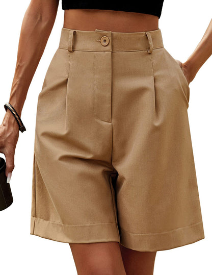 Women's Elastic Waist Wide Leg Knee-length Summer Shorts
