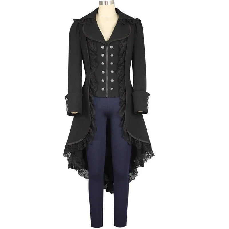 Women's Classic Swallowtail Black Gothic Victorian Coats