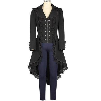 Women's Classic Swallowtail Black Gothic Victorian Coats