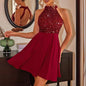 Women's Sexy Temperament Beaded Sleeveless Slim Halter Dresses
