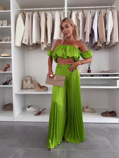 Summer Solid Color Graceful Tube Pleated Suits
