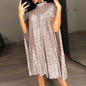 Women's Sequined Small Stand Collar Summer Dress Dresses