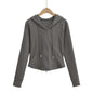 Autumn Fashion Simple Style Double Zipper Hooded Drawstring Tops