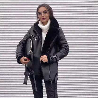Women's Lapel Zipper Fashion Wear Long Sleeve Coats