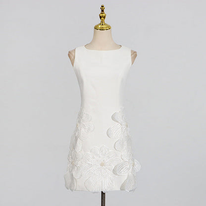Women's Classic Style Three-dimensional Flower Sleeveless Simple Dresses