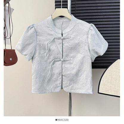 Women's Style Stand Collar Puff Sleeve Shirt Design Dresses
