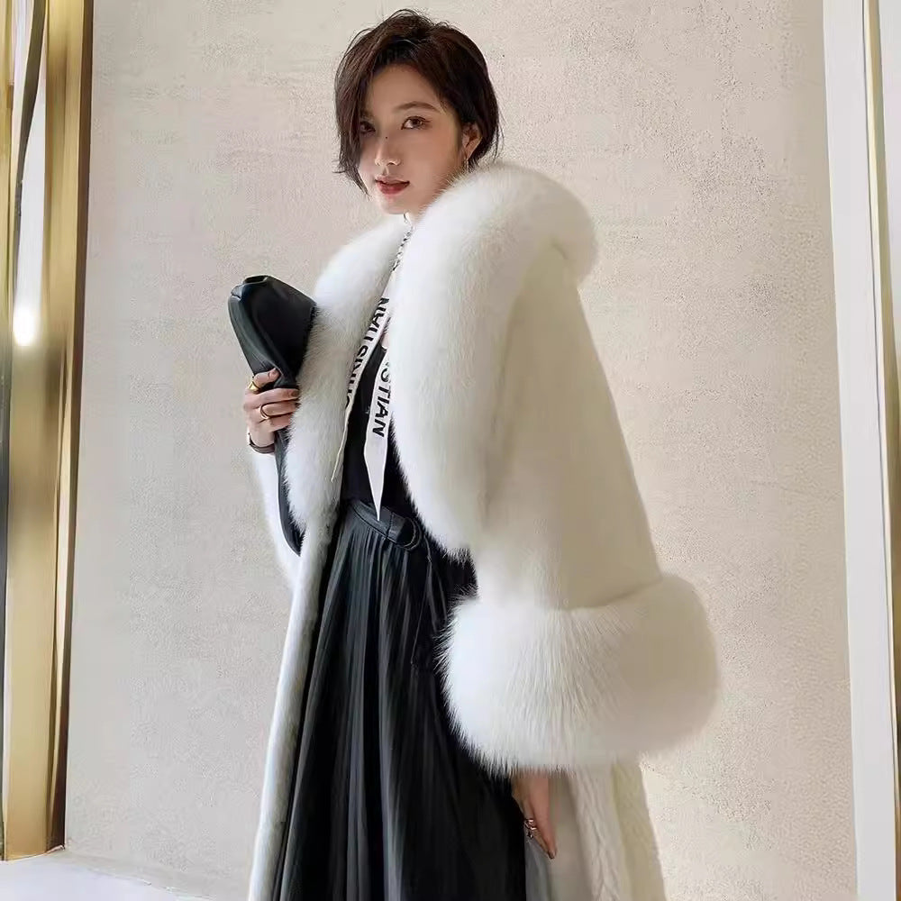 Women's Fur Western Style Marten Overcoats Long Coats