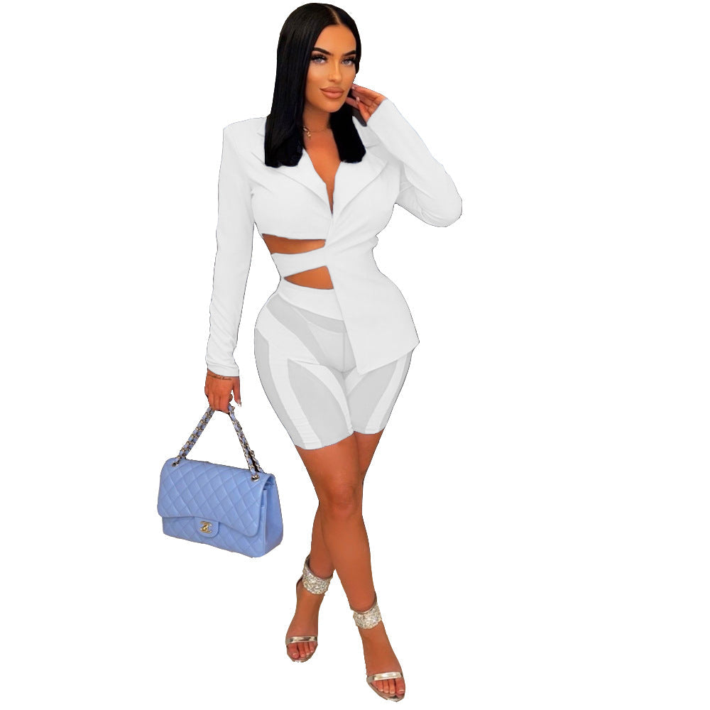 Women's Sexy Solid Color Back Strap Mesh Clothing
