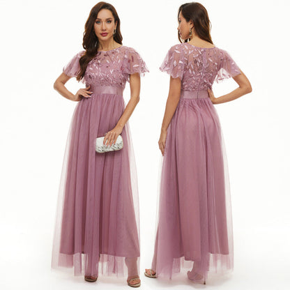 Sleeve Round Neck Pettiskirt High Waist Wedding Dresses