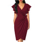 Women's Waist Pleating Printed Solid Color Dress Dresses