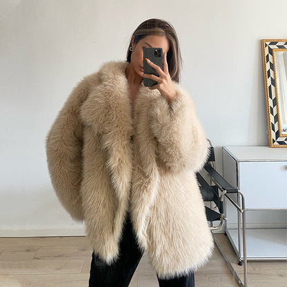 Women's Leather Fur Faux Loose Korean Style Coats